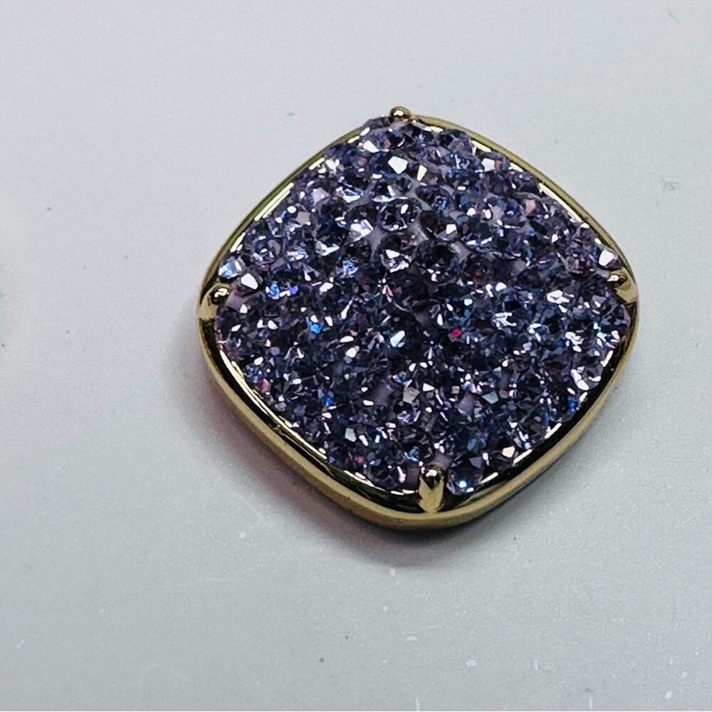 Kate Spade -Clay Pavé Square Stud Earrings, EUC, Violet and Gold - Picture 3 of 9